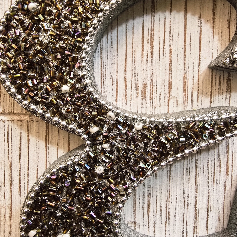 Beaded And Glitter "Eat"Wall Decor Farmhouse Kitchen Sign Wood Frame Rustic Glam - Picture 2 of 7